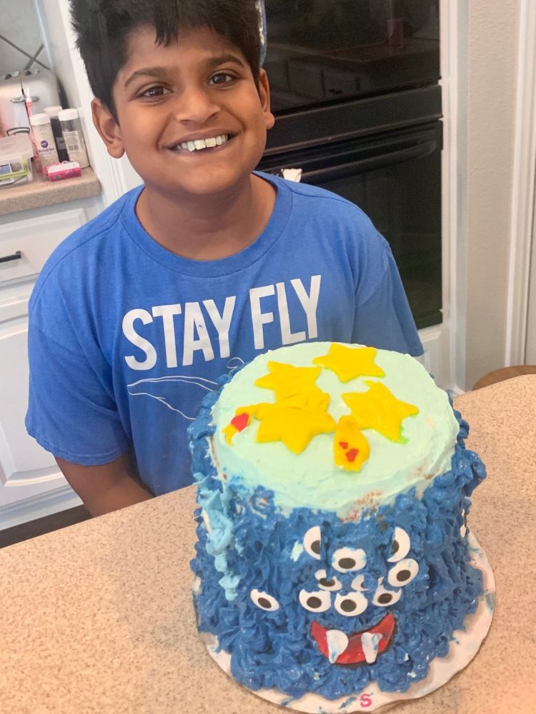 Sunchit bakes his own birthday cake